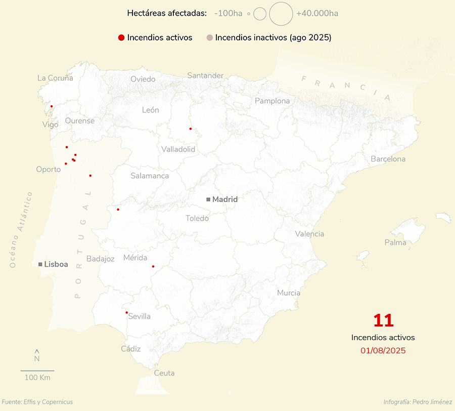 Animación de la evolución de los incendios forestales en agosto (versión escritorio)